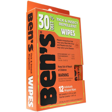 Ben's - Insect Repellent Wipes 12/box. Stay protected from all those annoying insects while enjoying the outdoors. It would also make a great addition to your emergency or survival kit. 