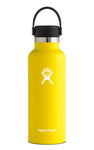 Hydro Flask - 18oz Standard Mouth Bottle. Keeping your fluid intake on the upside is easy when you’ve got this portable travel buddy. Take this colourful bottle on any outdoor activity. Keeps your beverages cold up to 24hrs or hot for up to 12hrs. 