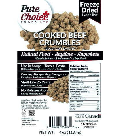 Freeze Dried Beef Crumble Cooked 4oz-1134g