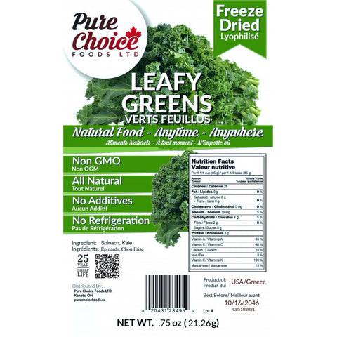 Freeze Dried Leafy Greens 75oz - 2126g